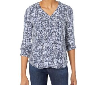 XL Amazon Essentials Womens 3/4 Sleeve Button Popover Shirt Loose-Fit V-Neck Top